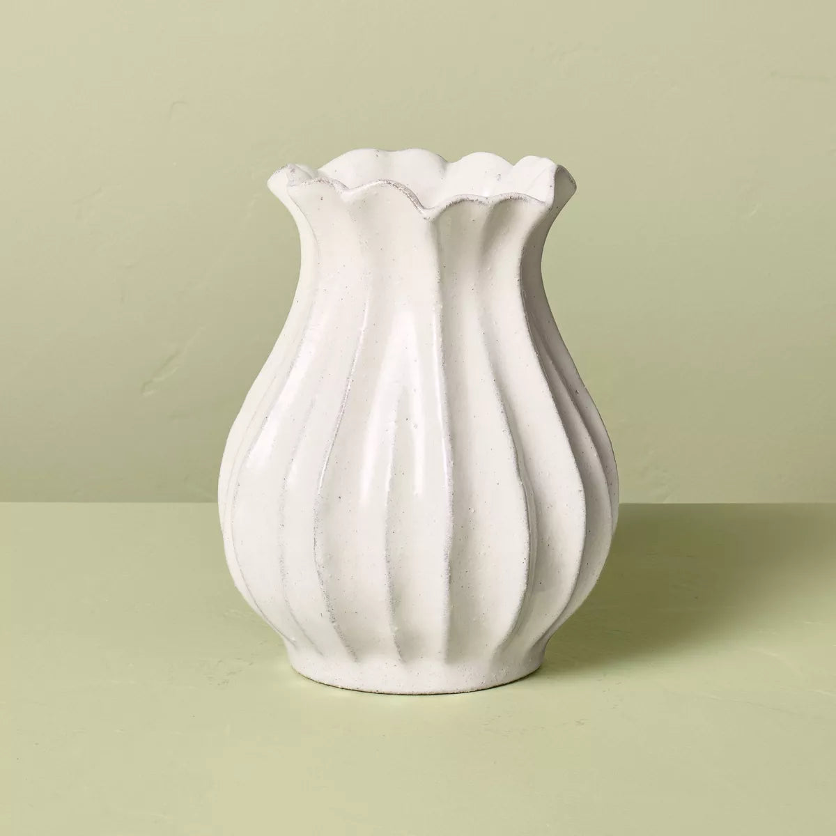 Pleated Ceramic Vase Sour Cream - Hearth & Hand with Magnolia