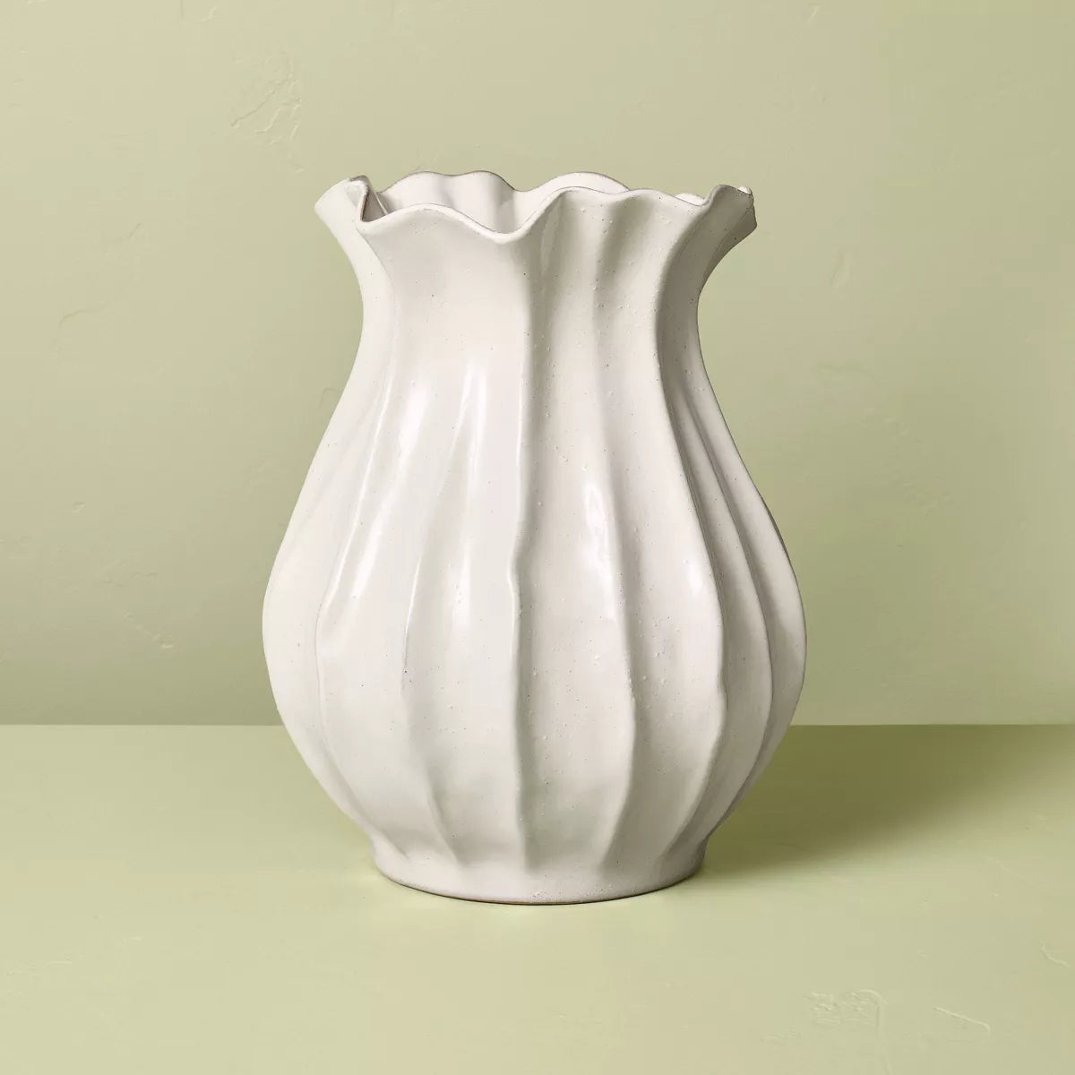 Pleated Ceramic Vase Sour Cream - Hearth & Hand with Magnolia