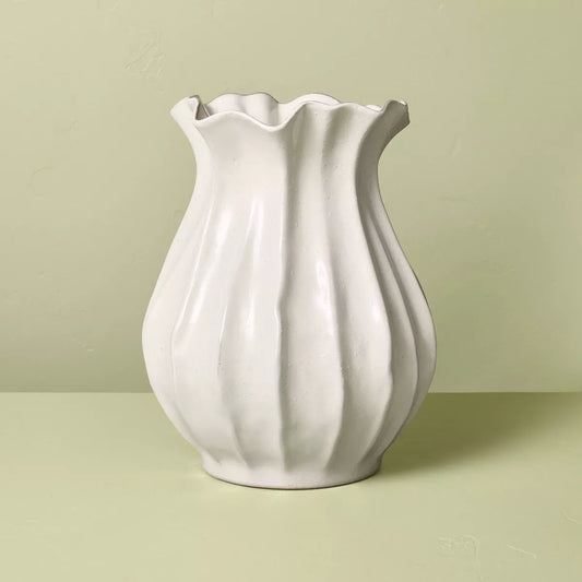 Pleated Ceramic Vase Sour Cream - Hearth & Hand with Magnolia