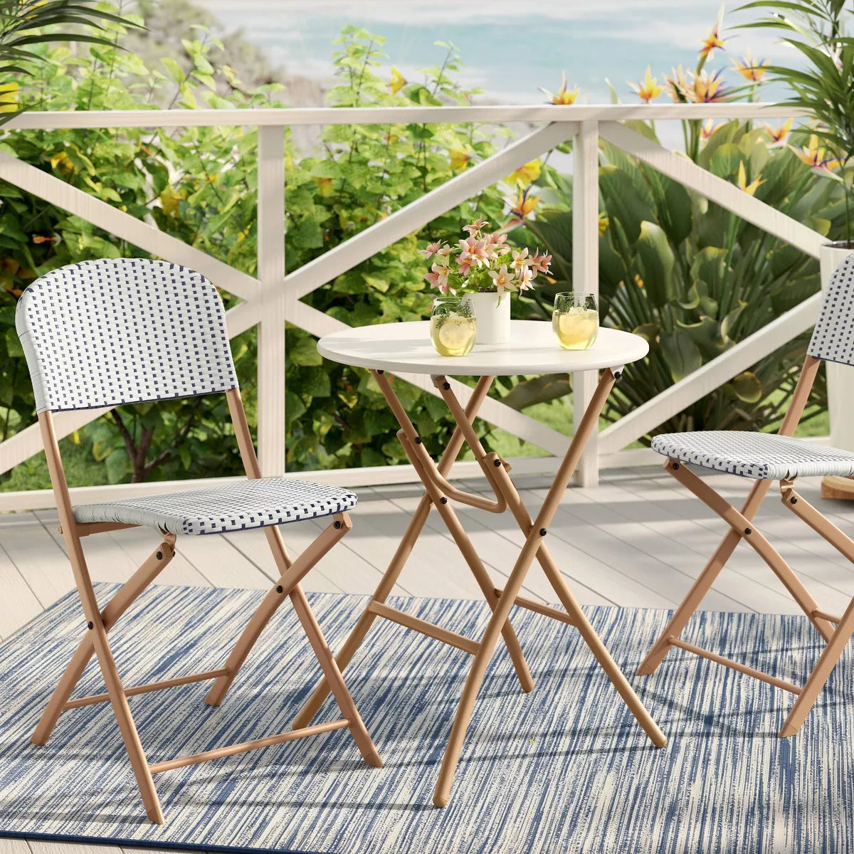 Steel round French Cafe Outdoor Patio Bistro Table Beige - Threshold™
