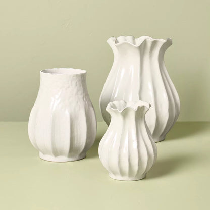 Pleated Ceramic Vase Sour Cream - Hearth & Hand with Magnolia
